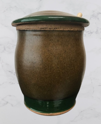 Handmade ceramic honey pots with honey dipper