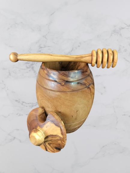 Olive Wood Honey Pot and Dipper