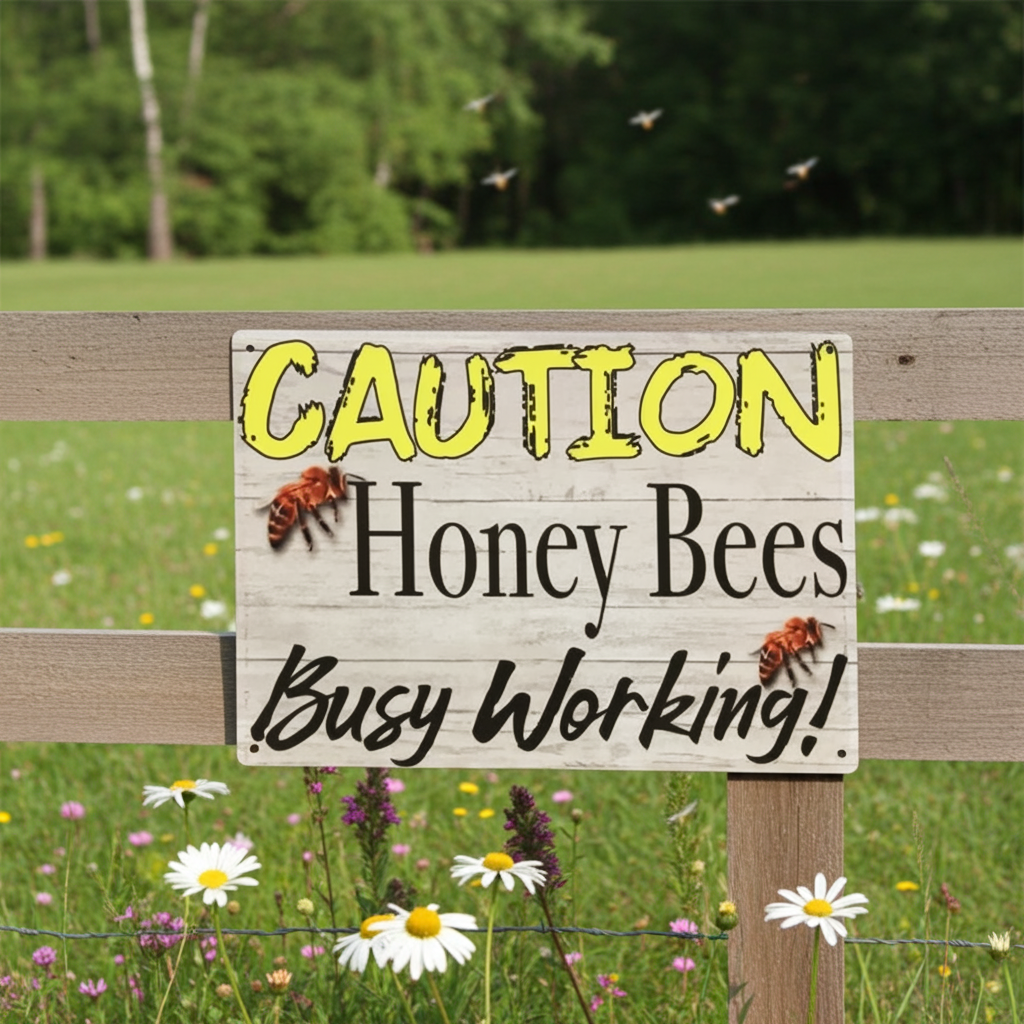 Caution Honey Bees Busy Working