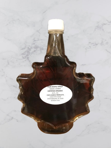 Maple Syrup 25 ounce glass leaf