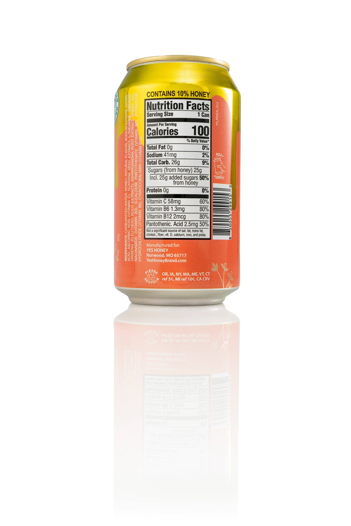 Yes Honey - Yes Honey Peach Soda | Adaptogen | No Corn Syrup | Clean