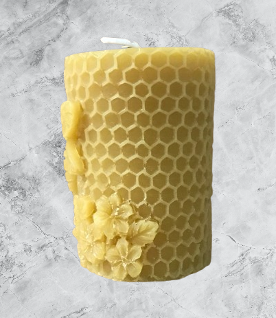 Pillar candle mold with bees and flowers