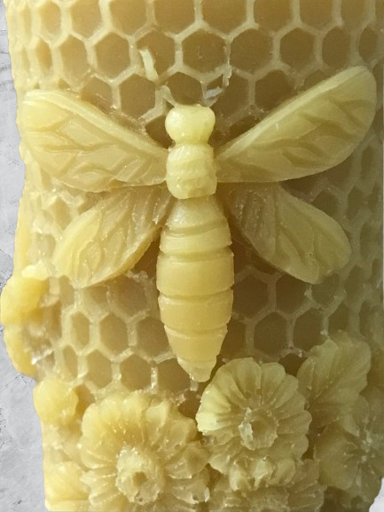 Pillar candle mold with bees and flowers