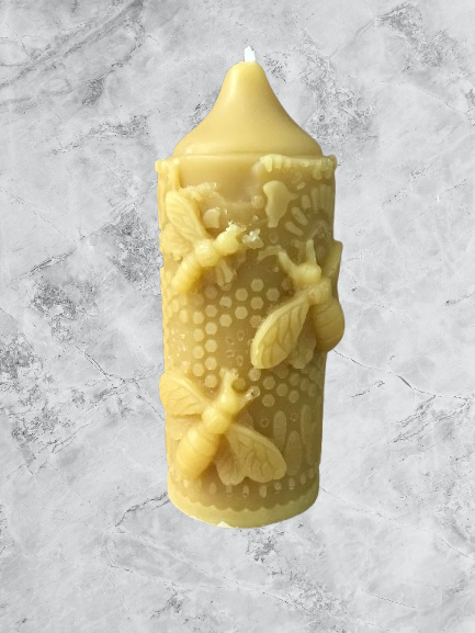 Pillar candle mold with bees