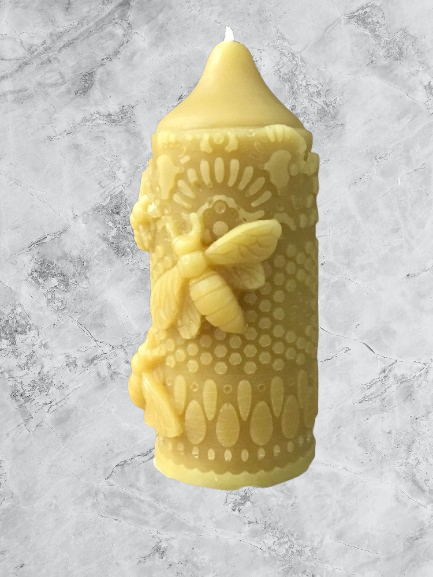Pillar candle mold with bees