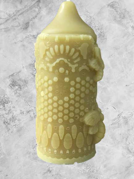 Pillar candle mold with bees
